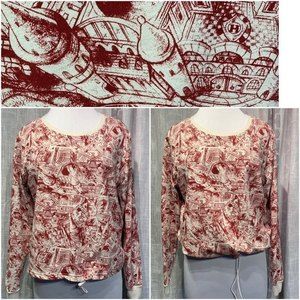 Harry Potter Hogwarts Graphic Cropped Sweatshirt Red/ White Women's LARGE